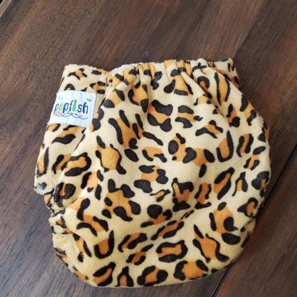 Popfish Adjustable Leopard Print Pocket Cloth Diaper Cover Insert